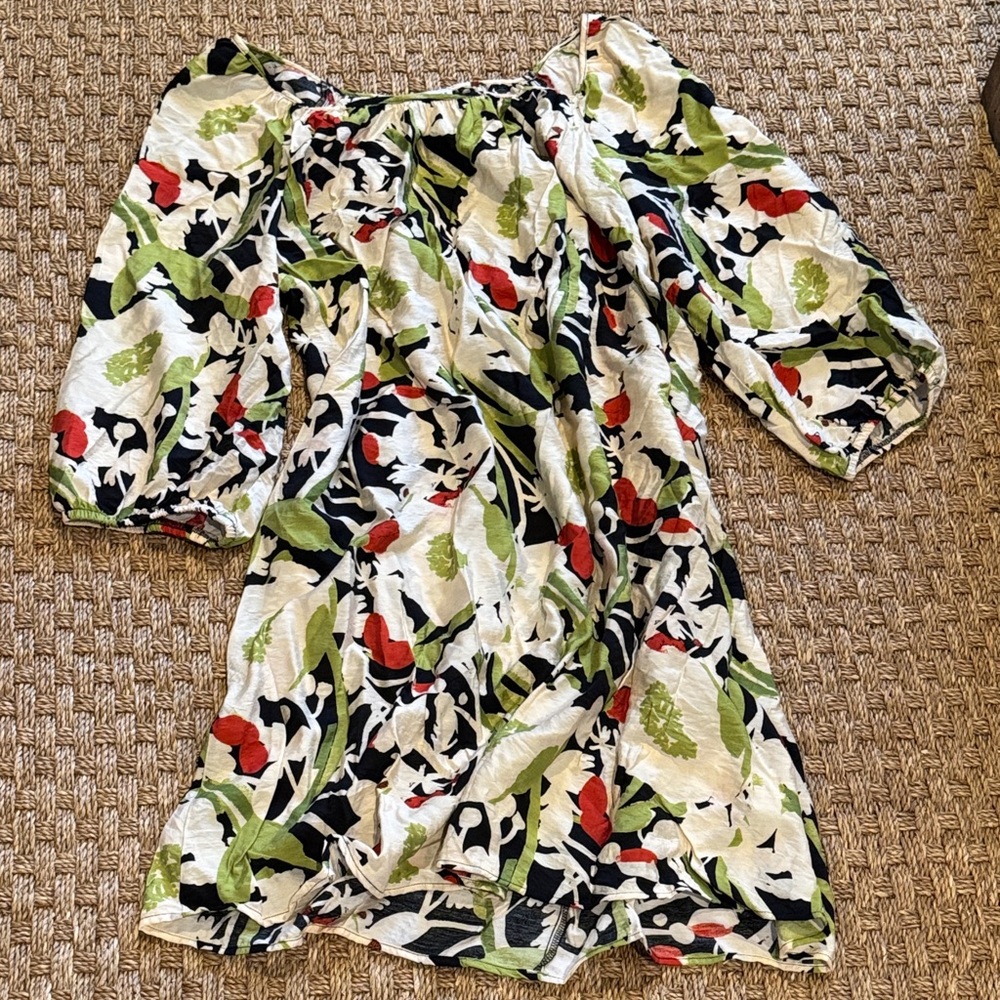 Sara Michelle woman Dress with Green and Red Floral Design - Picture 2 of 7